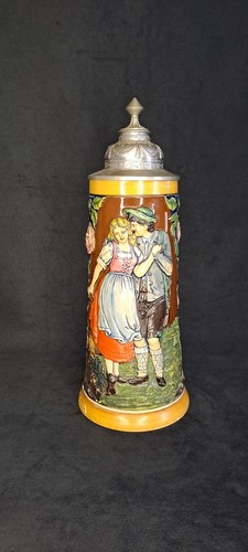 Alter bierkrug mit zinndeckel - mit,