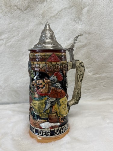 Alter bierkrug zinndeckel - bierkrug,