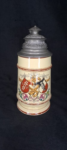 Alter bierkrug mit zinndeckel - mit,