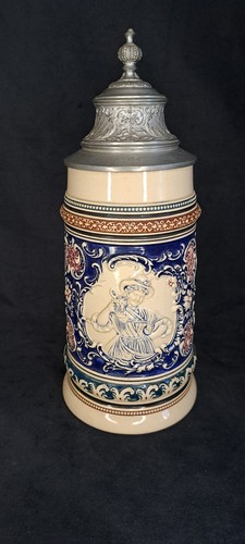 Alter bierkrug mit zinndeckel - alter,
