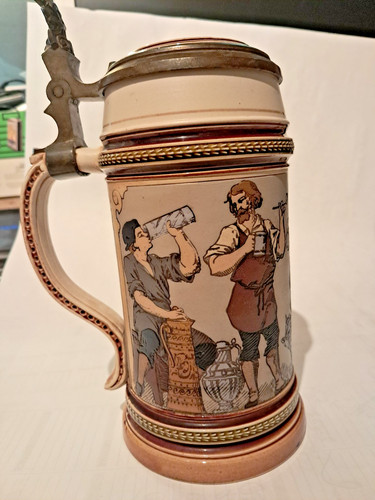 Bierkrug mit zinndeckel 05l - mit,