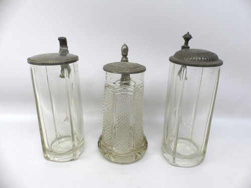 Alter glas bierkrug mit - 3x,