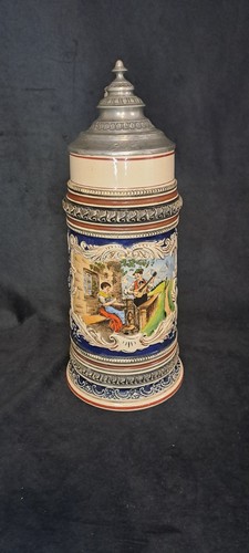 Alter bierkrug mit zinndeckel - alter,
