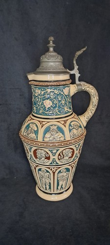 Alter bierkrug mit - mit, zinndeckel