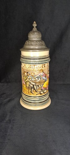 Alter bierkrug mit zinndeckel - alter,