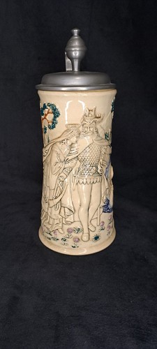 Alter bierkrug mit - bierkrug, zinndeckel
