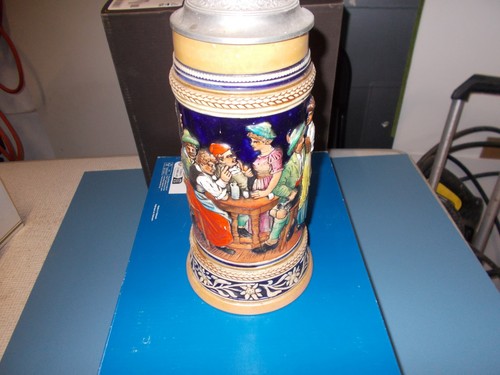 Alter bierkrug mit - mit, zinndeckel/