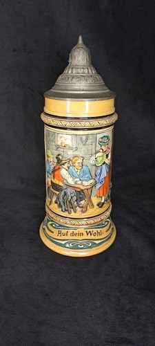 Alter bierkrug mit zinndeckel - alter,