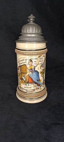 Alter bierkrug mit - bierkrug, zinndeckel