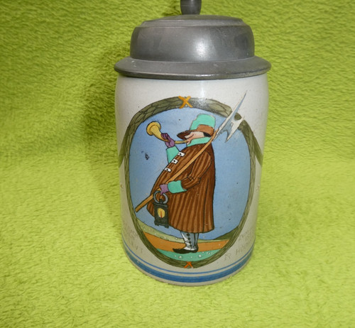 Alter bierkrug zinndeckelkrug - alter,