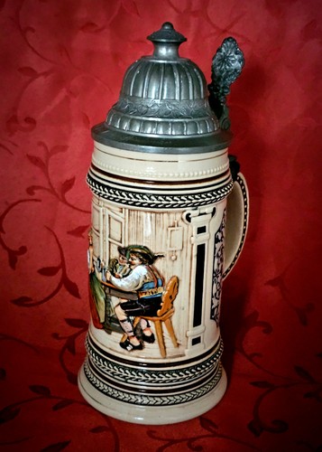 Alter bierkrug mit zinndeckel - mit,