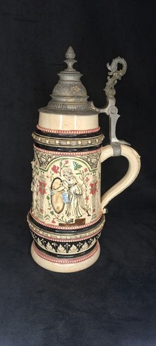 Alter bierkrug mit zinndeckel - alter,