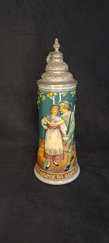 Alter bierkrug mit zinndeckel - mit,