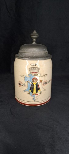 Alter bierkrug mit zinndeckel - bierkrug,