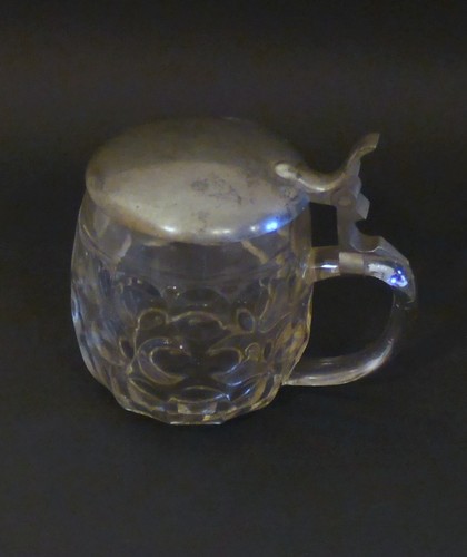 Glas bierkrug zinndeckel - glas,