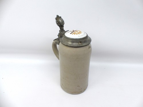 Alter bierkrug krug zinndeckel - krug,