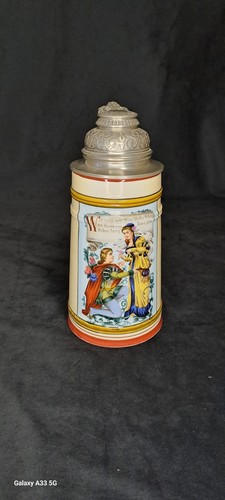 Alter bierkrug mit zinndeckel - mit,