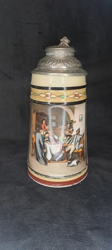 Alter bierkrug mit - alter, zinndeckel