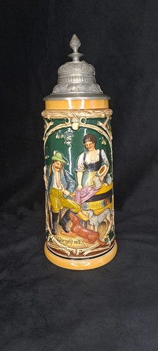 Alter bierkrug mit zinndeckel - alter,