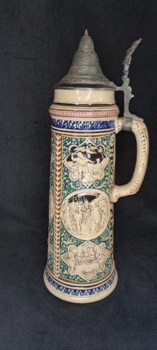 Alter bierkrug mit zinndeckel - alter,