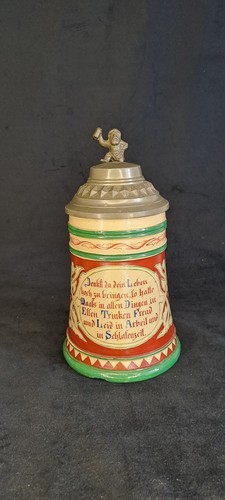 Alter bierkrug mit zinndeckel - bierkrug,