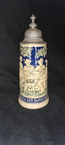 Alter bierkrug mit zinndeckel - alter,