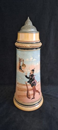 Alter bierkrug mit zinndeckel - alter,