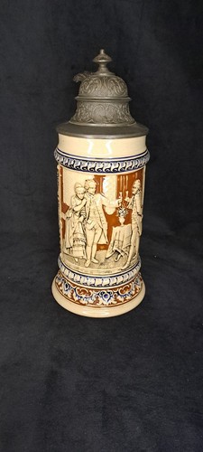 Alter bierkrug mit zinndeckel - alter,
