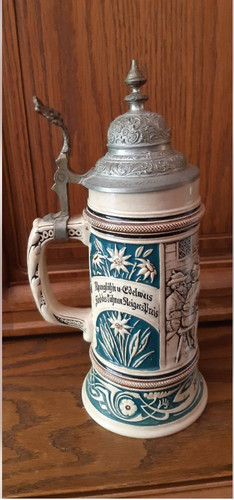 Alter keramik bierkrug mit - bierkrug,
