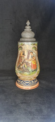 Alter bierkrug mit zinndeckel - alter,